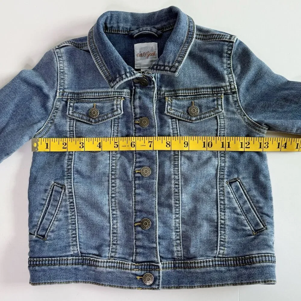 CAT & JACK Denim Jacket Girl's Toddler 5T Blue Jean Coat Outerwear Pockets Retro